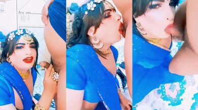 Sexy kinnar de rahi hai deep blowjob