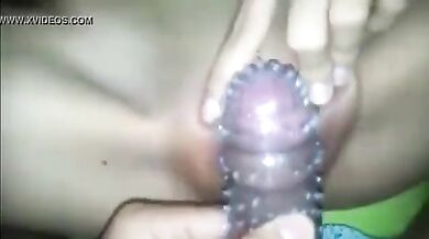 Extra dotted condom se babita ki chudai