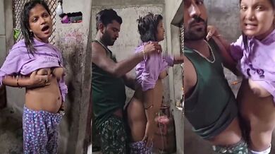 Gaon ki ladki khade khade chudi padosi k sath