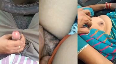 Chalti car mai bhabhi nai dikhai boobs or chut or di handjob