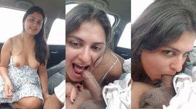 Car k andar sexy girl nai di apne boyfriend ko deep blowjob